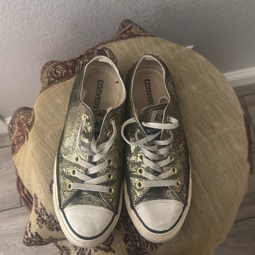 Women's Converse Sparkling Gold Sneakers - Picture 5 of 9